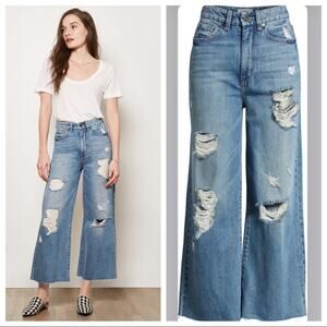 Habitual Jetti High Rise Wide Leg Distressed Crop Jeans Size 27 NWT